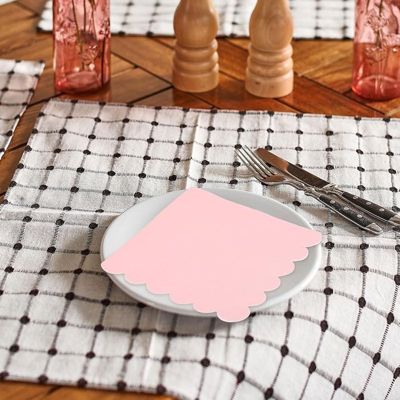 ياردوي فاتح اللون الوردي مناديل ورقية قابلة للتخلص على شكل حافات متموجة 150 قطعة لحفلات الزفاف وأعياد الميلاد - Image 4